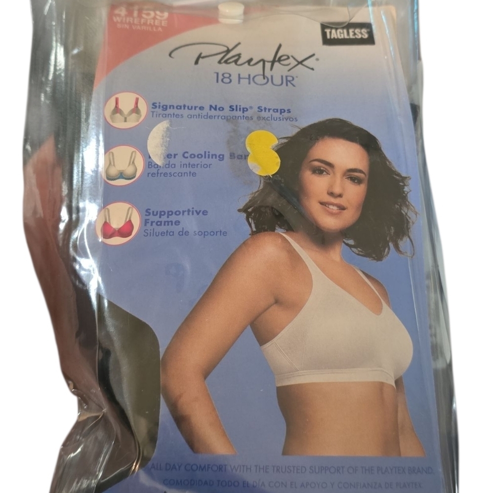 Playtex 18 Hour Active Lifestyle Wirefree Bra seamless Breathable 38C Black - Picture 4 of 6